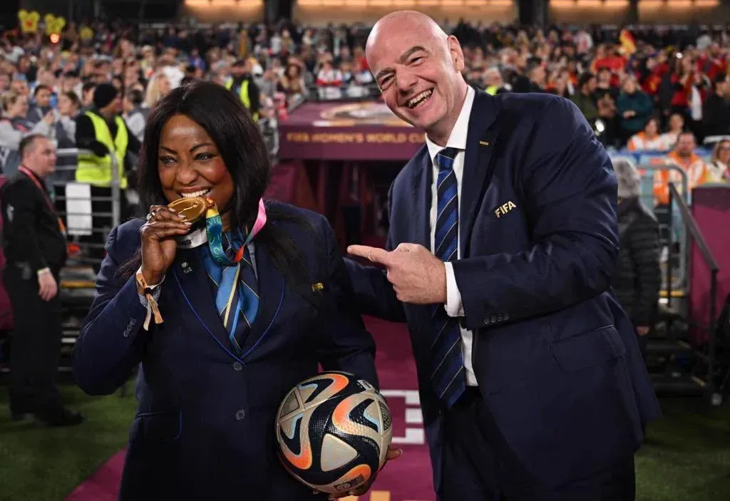 Fatma Samoura, outgoing General Secretary, FIFA Deity Gianni Infantino. (Photo: FIFA/Twitter)