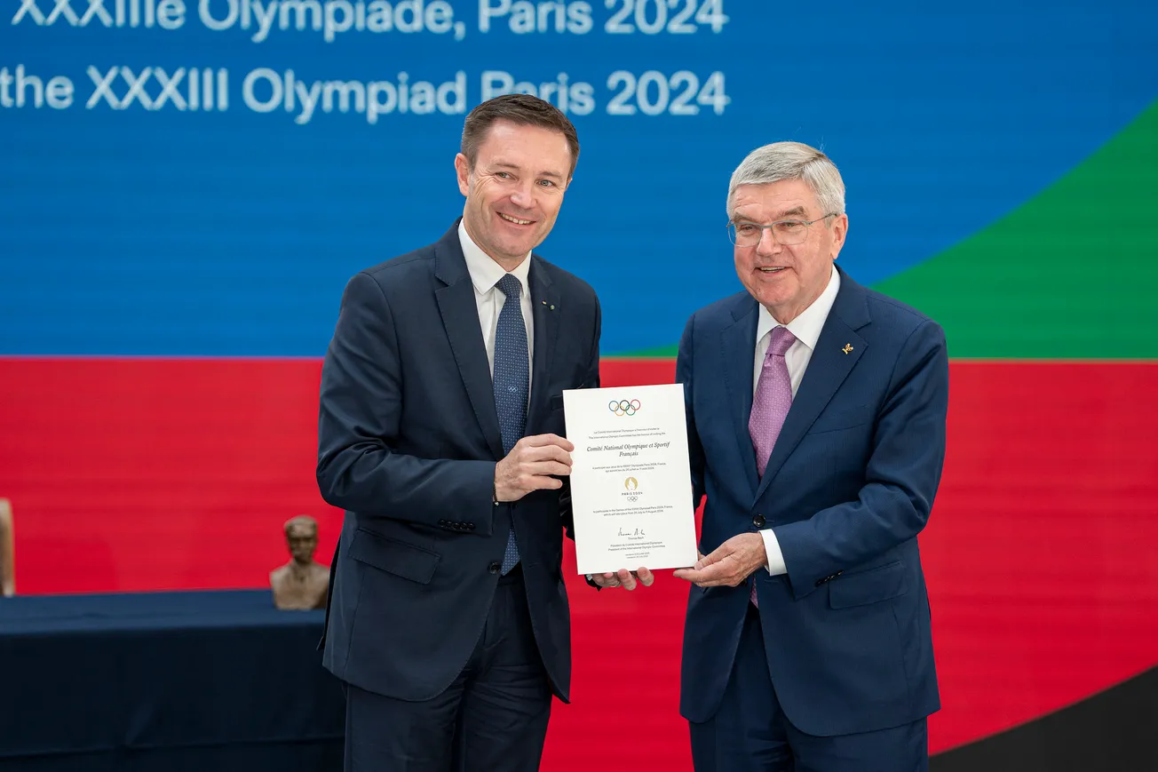 IOC god and ascender: Thomas Bach, David Lappartient. (Photo: IOC/Greg Martin)