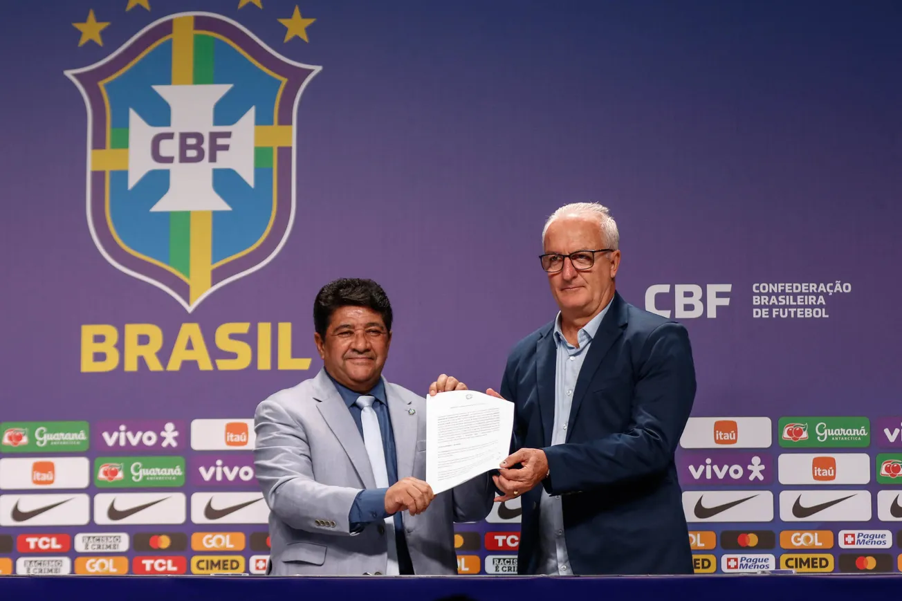 January 2024: CBF president Ednaldo Rodrigues, technical director Dorival Junior. (Photo: Imago)